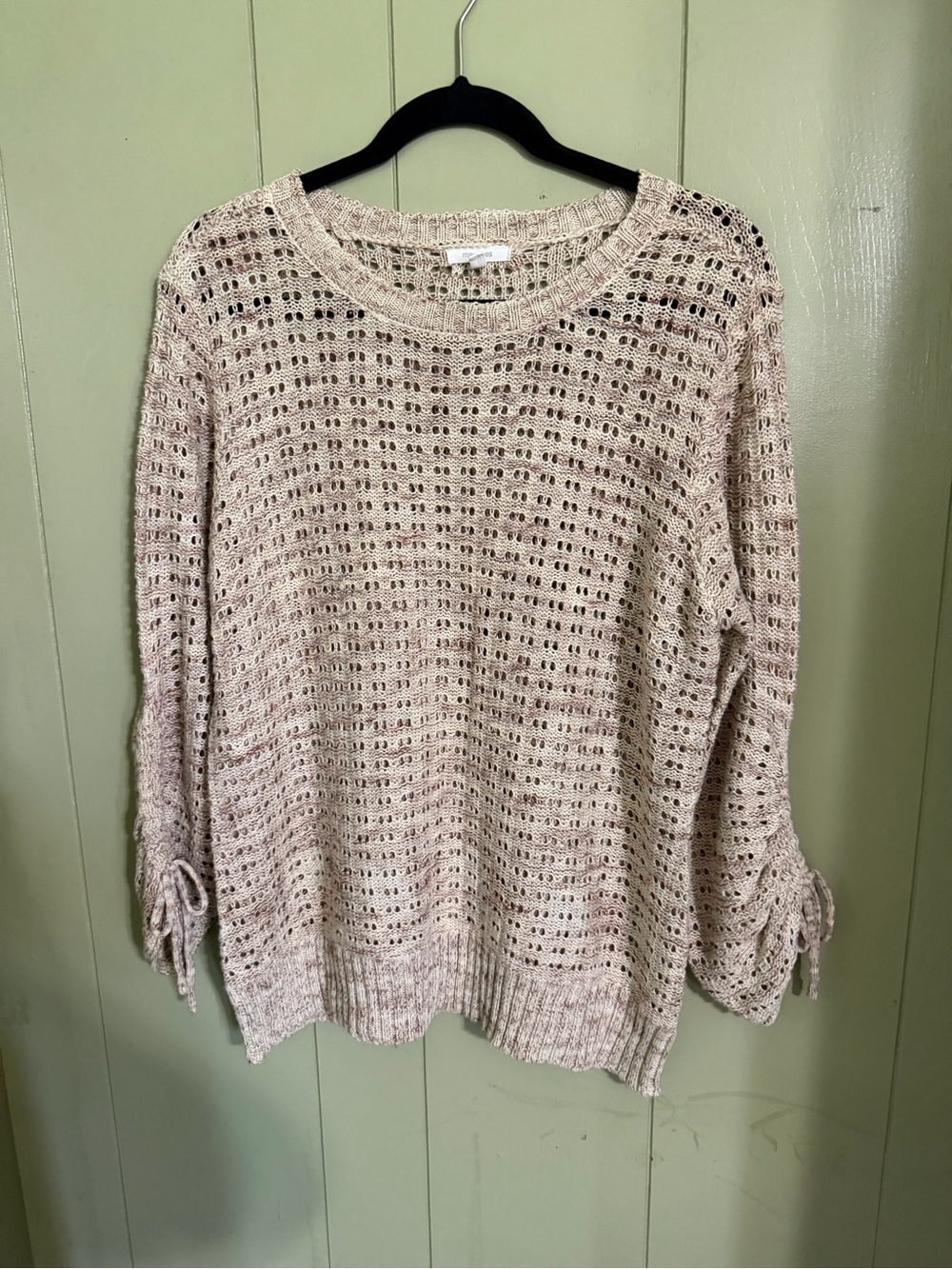 Maurice’s Light Beige Open-Knit Women's Sweater - Casual Crewneck
